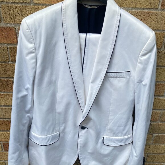 Dolce & Gabbana White Tuxedo Suit Jacket Wedding Suit & Pants Size 44R Size 36W - Picture 5 of 16